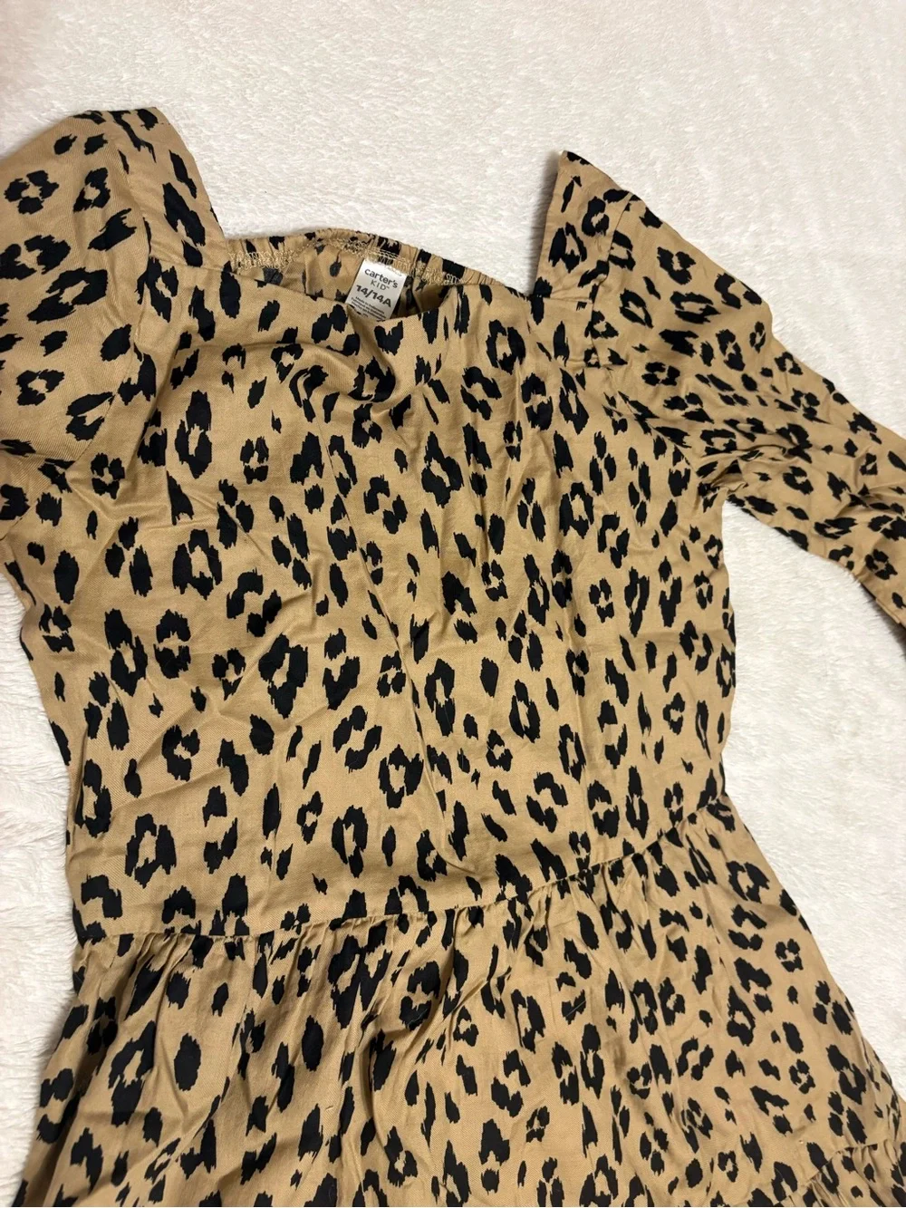 Carter's Girls Tan and Black Leopard Print Dress